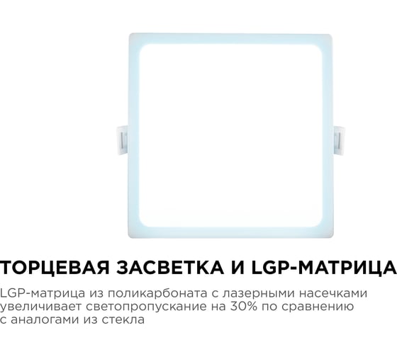 Встраиваемая светодиодная панель Apeyron квадратная, 220В, 12Вт, CRI:80Ra, 960Лм, 120х85мм 06-58