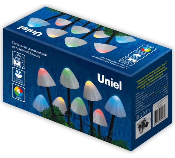 Садовый светильник на солнечной батарее Uniel USL-S-830/PM020 MULTICOLOR MUSHROOMS SET12 UL-00011676