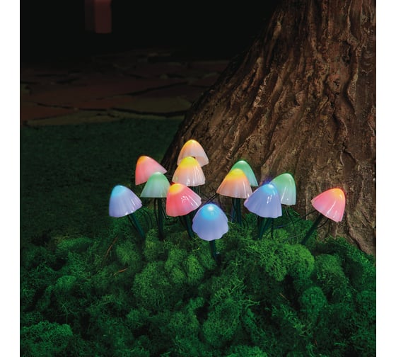 Садовый светильник на солнечной батарее Uniel USL-S-830/PM020 MULTICOLOR MUSHROOMS SET12 UL-00011676