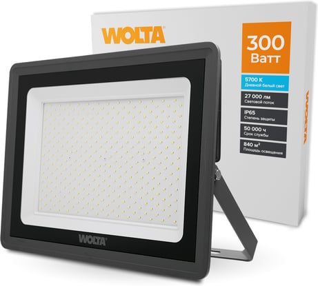 Светодиодный прожектор Wolta 300Вт, 5700К Холодный белый свет, IP65, SMD WFL-300W/06