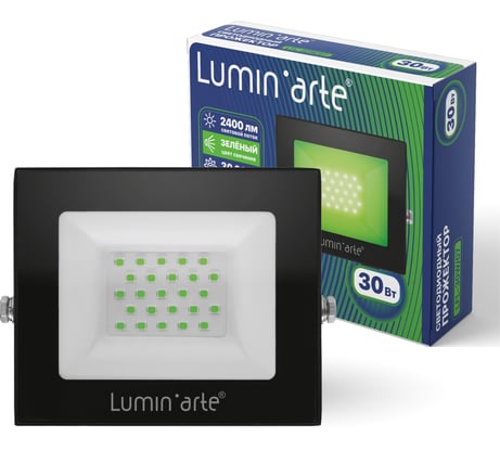 Светодиодный прожектор Lumin'arte 30Вт зеленый свет P65 2400лм серый корпус LFL-30W/07