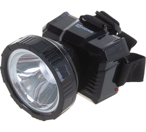 Налобный аккумуляторный фонарь IN HOME HLA 08B LED, 2 режима, черный, з/у 230В, 150Lm, 9ч