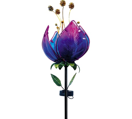 Садовый фонарь ЧУДЕСНЫЙ САД 685-L Тюльпан, сиреневый диод, на солнечной батарее, стекло/металл 4606400420903