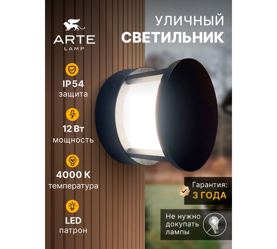 Уличный настенный светильник ARTE LAMP ULYSSES A8912AL-1BK