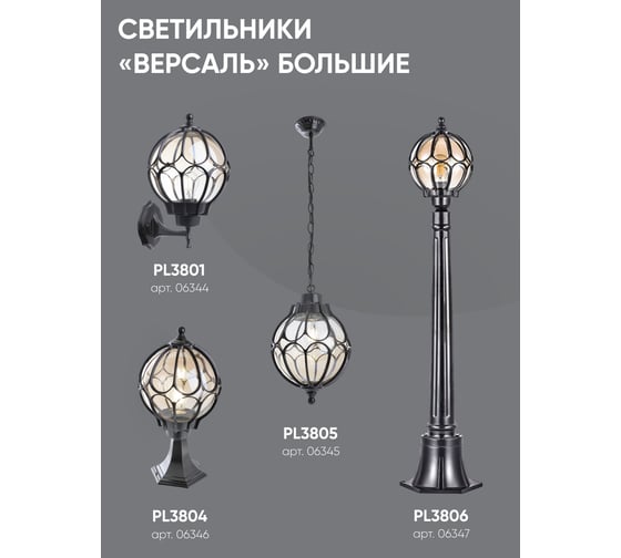 Садово-парковый светильник FERON PL3801 круглый на стену вверх 60W 230V E27, черный 06344