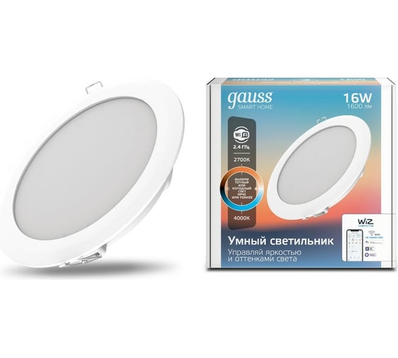Светильник Gauss светодиодный Smart Home DIM+CCT 16 Вт 2040122 1