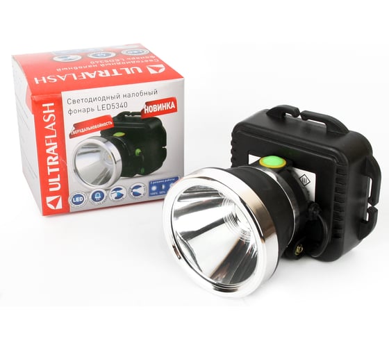 Налобный фонарь Ultraflash LED5340 черный, 3 Ватт LED, 3 режима, 3XR6, пластик, бокс 14251