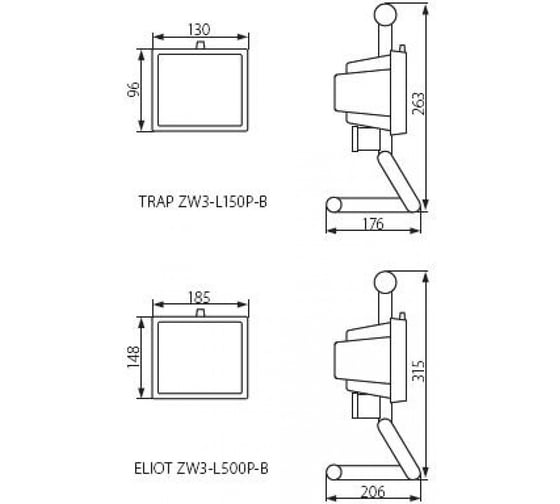 Переносной прожектор KANLUX ELIOT ZW3 L500W B/ 620