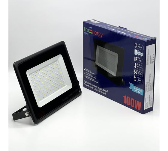 Светодиодный прожектор truEnergy IP65 100W 6500K 8000Lm 292x225x33мм черный алюминий 13101