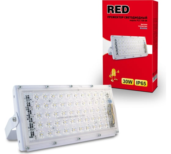 Прожектор RED FLC-130-6K св/диодный 30W 2400лм 6500K IP65 белый 4606400623199