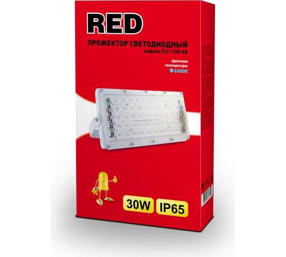 Прожектор RED FLC-130-6K св/диодный 30W 2400лм 6500K IP65 белый 4606400623199