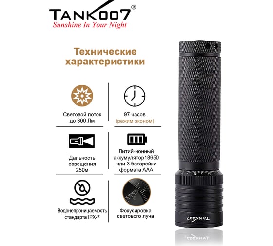 Светодиодный фонарь с комплектацией TANK007 TK737R5