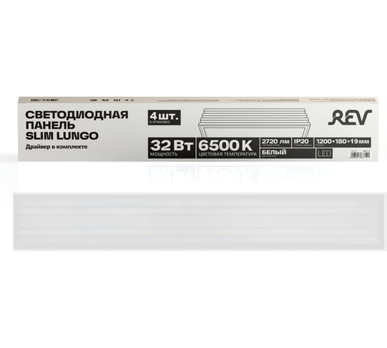 Светодиодная панель REV LP-UNI32-1200 32W, 4000К, ПРИЗМА, драйвер в комплекте, 1200x180 28970 8