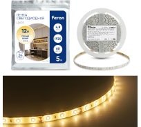 Cветодиодная LED лента FERON LS603, 60SMD(2835)/м 4.8Вт/м 5м IP20 12V 3000К 27597