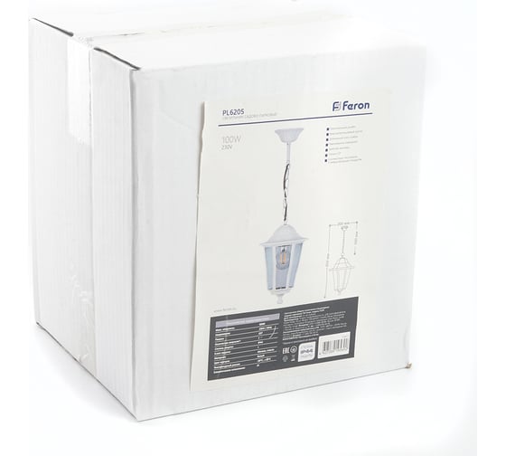 Садово-парковый светильник FERON 100W 230V E27 белый, 6205/PL6205 (на цепочке 500мм), 11071