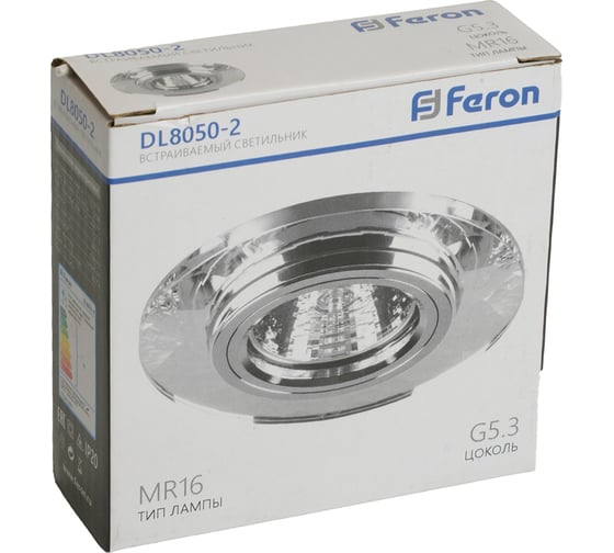 Встраиваемый светильник FERON DL8050-2 потолочный MR16 G5.3 серебристый 18643