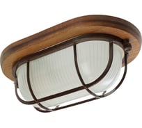 Светильник для бани и сауны FERON НБО 04-60-022 220V 60Вт Е27 IP54 дерево, орех, овал, с решеткой 11576