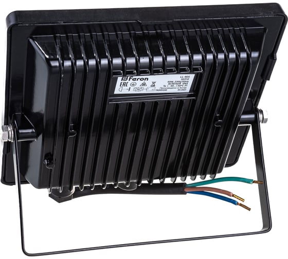 Светодиодный прожектор FERON LL-905 2835 SMD 50W зеленый AC220V/50Hz IP65, черный в компактном корпусе, 205*161*40 мм 32212