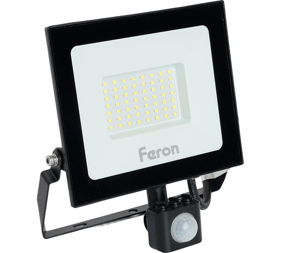 Светодиодный прожектор FERON LL-908 с датчиком 50W 6400K 230V черный IP44 29558