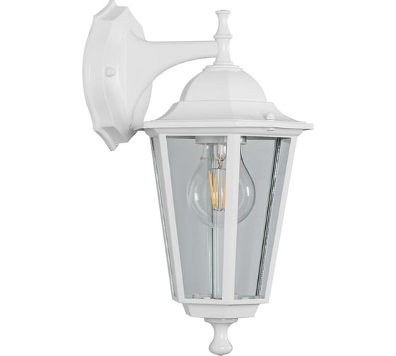 Садово-парковый светильник FERON 6202/PL6202 шестигранный на стену вниз 100W E27 230V, белый 11065 1