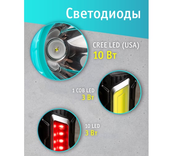 Фонарь Navigator NPT-SP21-ACCU Прожектор/кемпинговый1CREE,10Вт+1COB, 3Вт,аккумулятор 3,7В 4,4 14267