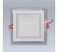 Светодиодный встраиваемый светильник ELEGANZ СТЕКЛО Квадрат 12W холодный 6000К 220V, 1шт 1800