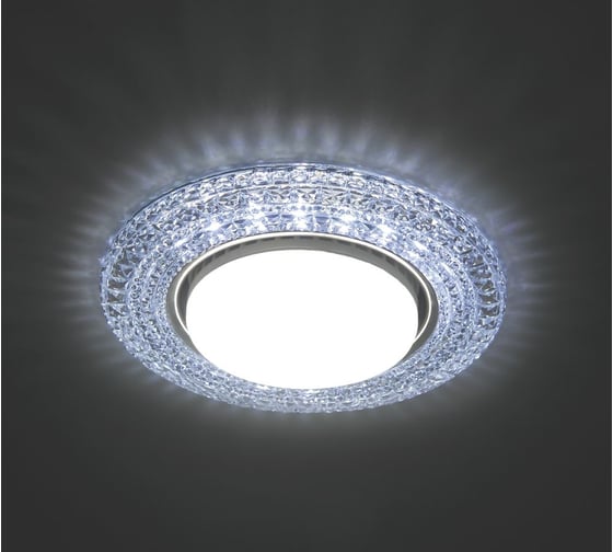 Встраиваемый светильник для натяжных потолков с белой LED подсветкой Feron CD4020 GX53 прозрачный, 41293
