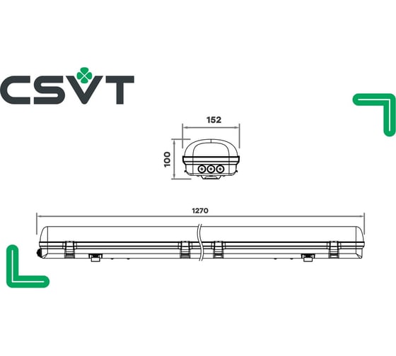 Светодиодный светильник CSVT Айсберг 38Вт 1270х152х100 мм 5000К MILKY IP65 CRI80 4800лм ЦБ000009149