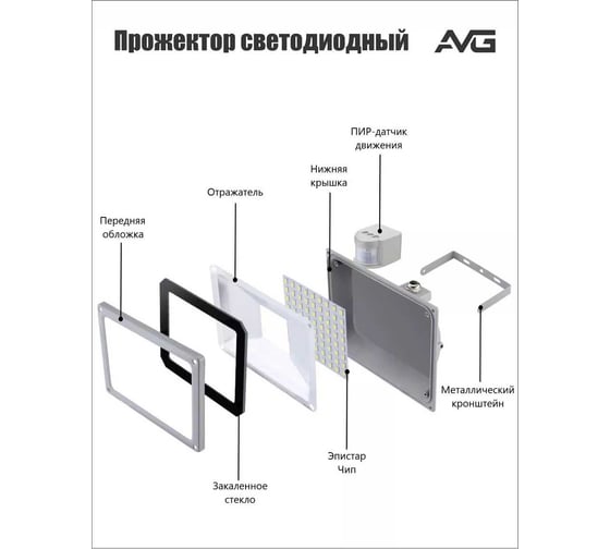 Светодиодный прожектор уличный AVG серия 8 SDO-8 30Вт прожектор 30W 6K 8 серия