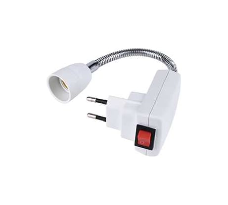 Переходник вилка-патрон Ecola base E14 гибкий 300мм c выключателем Белый APF4SWEAY