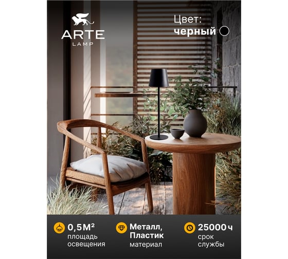 Уличный настольный светильник ARTE LAMP FUYUE A1614LT-1BK