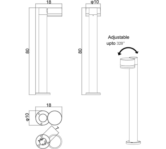 Ландшафтный светильник ARTE LAMP NUNKI A1910PA-1BK