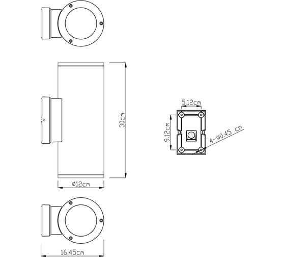 Фасадный светильник ARTE LAMP TORCULAR A2815AL-2BK