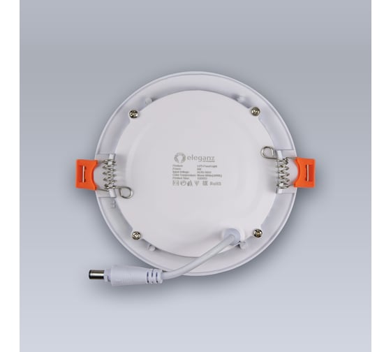 Светодиодная встраиваемая панель ELEGANZ металл белый Круг 6W тёплая 3000К 220V, 1шт 1493