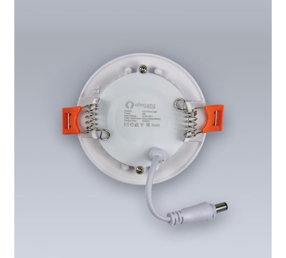 Светодиодная встраиваемая панель ELEGANZ металл белый Круг 3W тёплая 3000К 220V, 1шт 1485