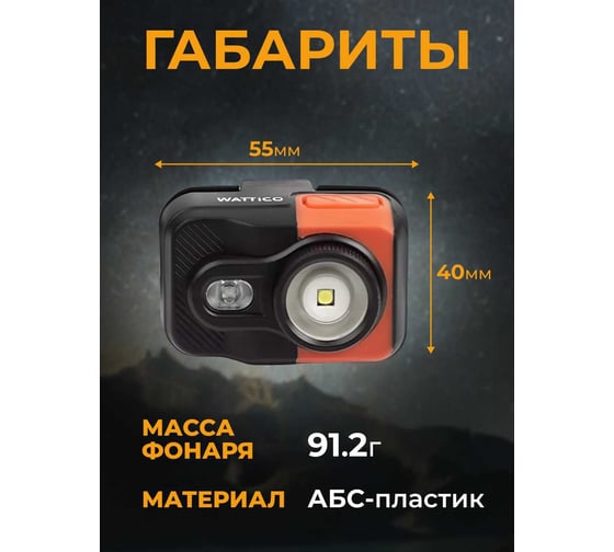 Налобный фонарь WATTICO с RGB красным, синим, зеленым светом Anglerfish