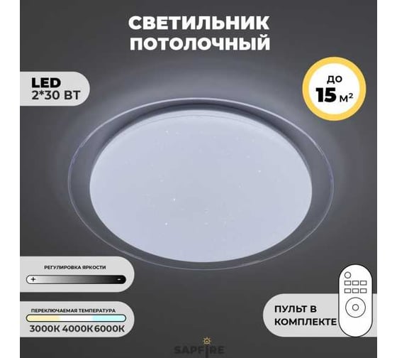 Светильник SAPFIRE WORLD SPF-9502 30W*2 SATURN WH/БЕЛЫЙ (L)46339