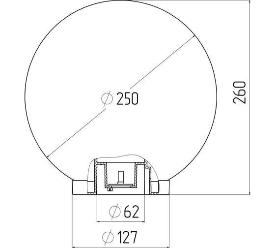 Садово-парковый светильник ЭРА НТУ 0160251 шар, белый, D=250mm, Е27, 6/48 Б0048736
