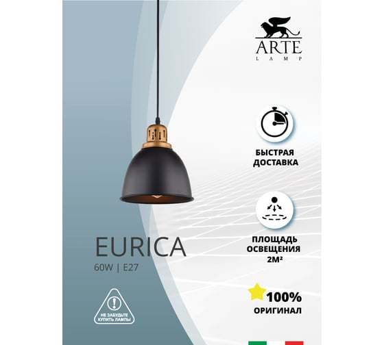 Подвесной светильник Arte Lamp EURICA A4245SP-1BK
