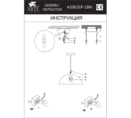 Подвесной светильник Arte Lamp EURICA A4249SP-1BK
