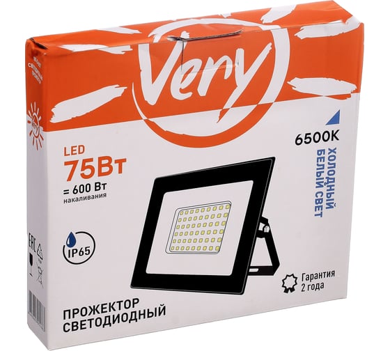 Прожектор светодиодный Very 70Вт, IP65 6500К, черный 89-0-657