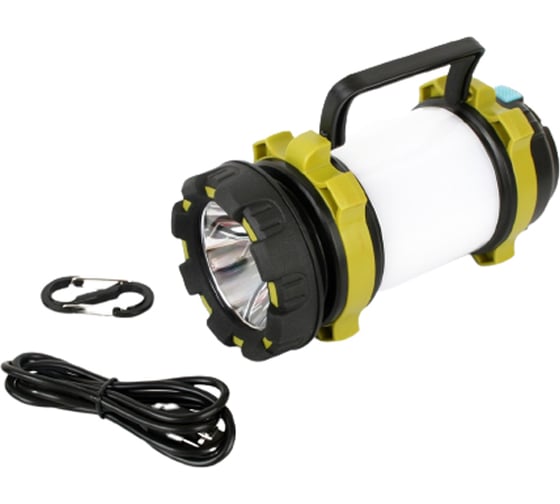 Аккумуляторный фонарь Camelion E1339 черный/зеленый, USB 2.0, Micro USB, Powerbank, 5 Вт, 4А-ч, пластик, коробка 14258