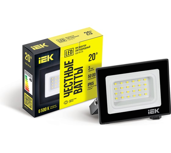 Светодиодный прожектор IEK СДО 06-20, черный, IP65, 6500K LPDO601-20-65-K02