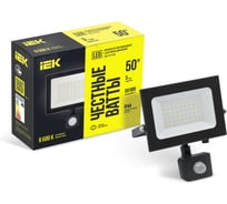 Светодиодный прожектор IEK СДО 06-50Д, черный, с датчиком движения, IP54, 6500K LPDO602-50-65-K02