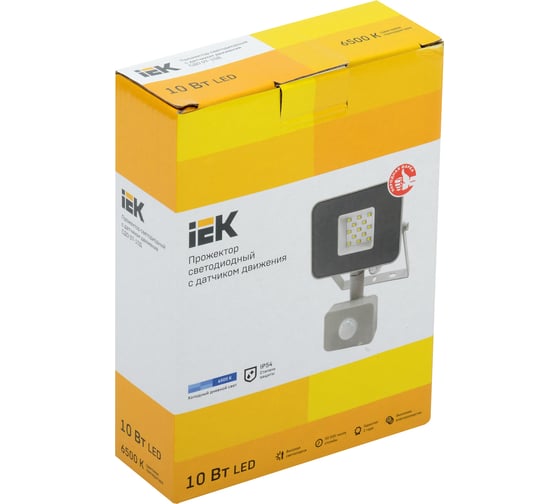 Светодиодный прожектор IEK СДО 07-10Д, серый, с датчиком движения, IP54 LPDO702-10-K03