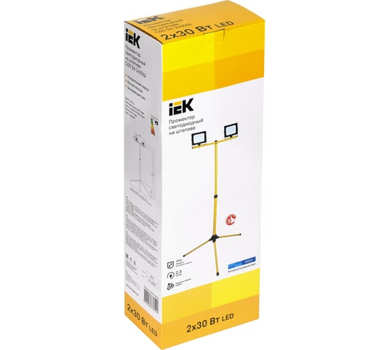 Светодиодный прожектор на штативе IEK LED СДО 06-2х30Ш, 6500К, IP65, черный LPDO606-2X030-65-K02