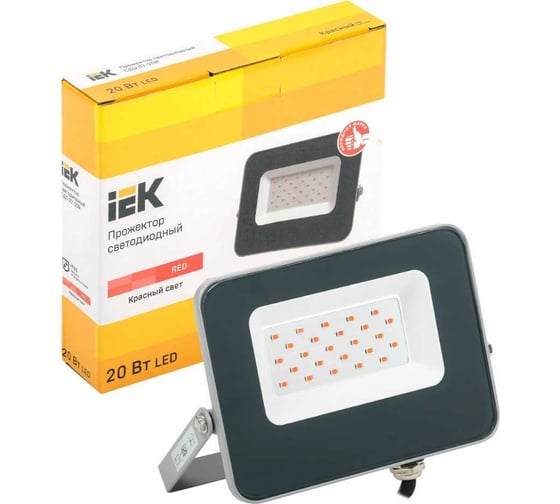 Светодиодный прожектор IEK СДО 07-20R, red, IP65, серый LPDO7R-01-20-K03