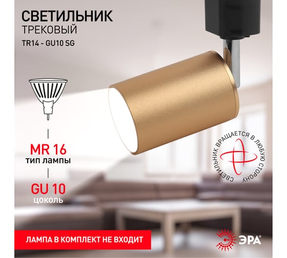 Трековый светильник ЭРА TR14GU10 SG GU10, 55*165мм, сатин, золото, 50/900 Б0044321