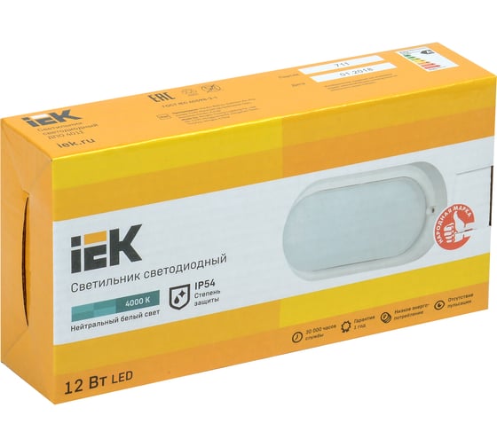 Светодиодный светильник IEK ДПО 4012, 12W, IP54, 4000K, овал, белый LDPO0-4012-12-4000-K01