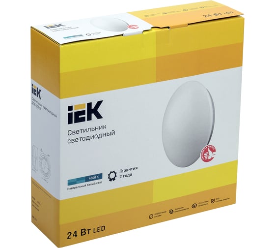 Светодиодный светильник IEK LED ДПБ, 1003, 24вт, IP20, 4000K, круг, белый LDPB0-1003-24-4000-K01